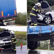 Řidič osobního vozu při střetu s kamionem utrpěl zranění