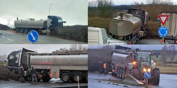 Cisterna narazila do kruhového objezdu