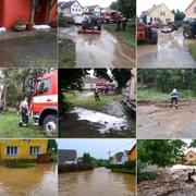 Pětadvacet výjezdů na zaplavené domy i auta a popadané stromy