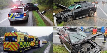 Auto, ve kterém jela rodina s malými dětmi, se na dálnici převrátilo