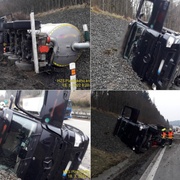 Na dálnici se převrátila cisterna s fekáliemi