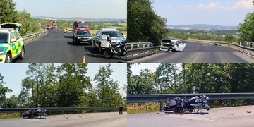 Osobní vůz přejel do protisměru, srazil motorkářku a mimo jiné jí i téměř utrhl nohu