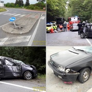 Jeden řidič vyletěl ze silnice, druhý zřejmě přehlédl kruháč