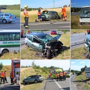 Čelní střet autobusu s autem - více zraněných