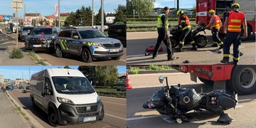 Střet dodávky s motocyklem na Skvrňanské třídě