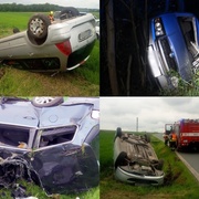 Sobota plná nehod a převrácených aut