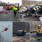 Čelní střet kamionu s osobním autem - jeden mrtvý