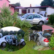 Opilec "přistál" s mercedesem na zahradě