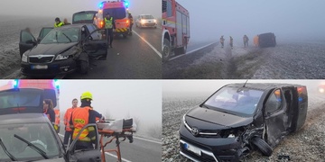 Střet osobního vozu s dodávkou