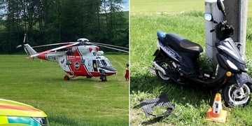 Skútristu v kritickém stavu do nemocnice transportuje vrtulník LZS