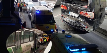 Autobus způsobil řetězovou nehodu, dva zranění lidé