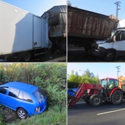Kabina dodávky se o přívěs traktoru rozdrtila