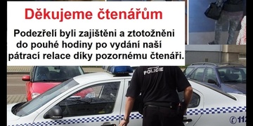 Podezřelí zajištěni v Horní Bříze - DĚKUJEME VÁM