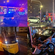 Řidič jel na červenou a přímo před tramvaj