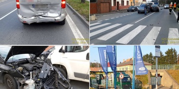Hromadná nehoda, zaklíněné kamiony i sražený motorkář