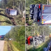 Kamion se převrátil na dálnici D5 u Nýřan