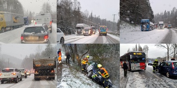 Počasí výrazně zkomplikovalo dopravu na západě Čech