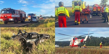 Vážná dopravní nehoda jezdce na čtyřkolce, na místě přistává vrtulník LZS