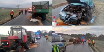 Střet traktoru s osobním autem