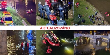 Rozsáhlá záchranná akce v centru Plzně - v Radbuze pátrají po jedné či dvou tonoucích osobách