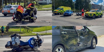 Střet osobního vozu s motocyklem