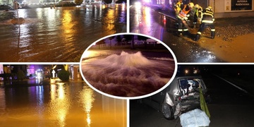 Noc hrůzy: Muže zasáhl blesk, hromadná nehoda na D5, zatopené vesnice, část Plzně pod vodou