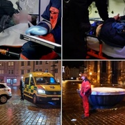 Rvačka v sanitce na náměstí Republiky