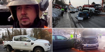 Mercedes doslova vletěl do vozidel v protisměru