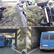 Auto v příkopu i čelní střet pod viaduktem