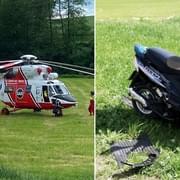 Skútristu v kritickém stavu do nemocnice transportuje vrtulník LZS