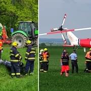 Vážná nehoda na hlavním tahu z Plzně na Karlovy Vary, pro motorkáře musel vrtulník LZS