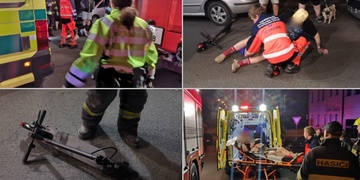 Postarší opilý koloběžkář versus zaparkované auto