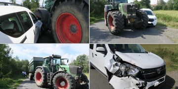 Střet osobního vozidla s traktorem