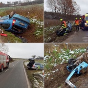 Řidička s autem vyletěla ze silnice a převrátila se na střechu