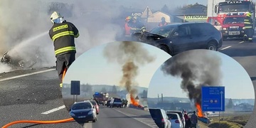 Nehoda uzavřela hlavní tah z Plzně na Domažlice, přistával zde vrtulník LZS