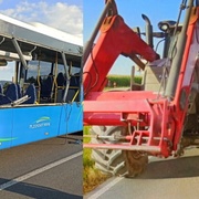 Traktor autobusu rozpáral bok