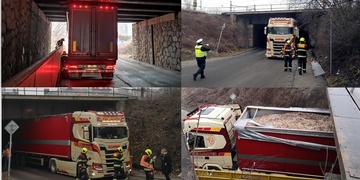 Kamion uvízlý pod viaduktem zablokoval Doubraveckou ulici