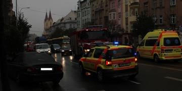 Jaguár vyletěl z vozovky do protisměru, přetočil se a na chodníku ještě přerazil stromek