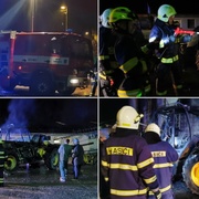 Hořící manipulátor vytáhl z haly pohotový zaměstnanec