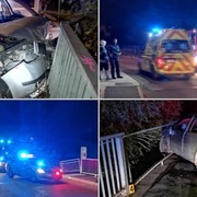 Mladý řidič s vozem málem spadl do řeky