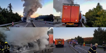 Požár kamionu uzavřel dálnici z Plzně na Rozvadov
