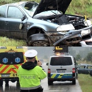 Na D5 se převrátilo auto – tři zranění