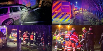 Vážná dopravní nehoda - vozidlo vyletělo ze silnice a doslova přejelo přes kapotu dalšího vozu