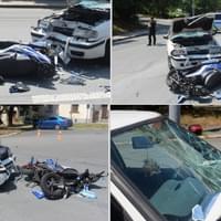 Vážná nehoda v Plzni, těžce zraněný motocyklista