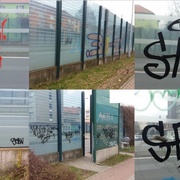 SAW - posprejovali protihlukovou stěnu i budovy v okolí