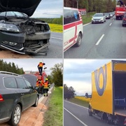 Vozu pošty za jízdy uletělo kolo a způsobilo nehodu