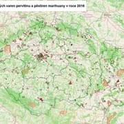 Mapa varen a pěstíren - Národní protidrogová centrála