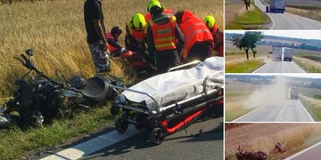 Kamion vytlačil motorkáře a ujel od nehody - Celé video!