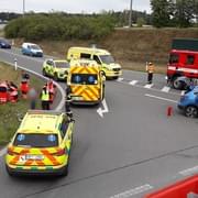 Nehoda na sjezdu z dálnice u Rokycan