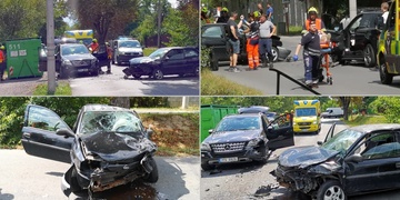 Čelní střet dvou vozů v Plzni na Roudné